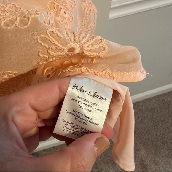 NWT For Love & Lemons Peach Pink Floral Bustier Mini Dress XS - Picture 7 of 14